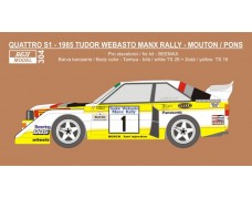 Decal – Audi Quattro Sport S1 - Tudor Webasto Manx Rally 1985 - Mouton / Pons